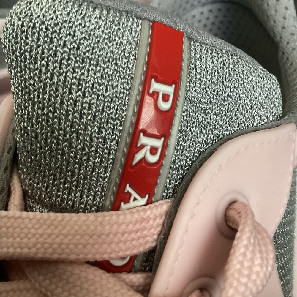 Prada Women's Pastel Pink and Silver Sneakers (soft rubber) - Picture 7 of 16